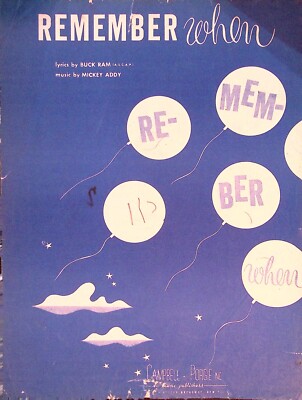 Remember When, Lyrics By Buck Ram, Music By Mickey, 1945 Vintage Sheet Music