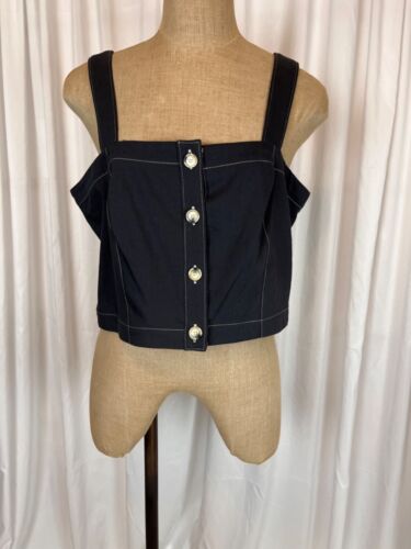 Top Veronica Barba Tiffany Blu Bottone Frontale Top Gilet Taglia L Nuovo con etichette $298 - Foto 2 di 6