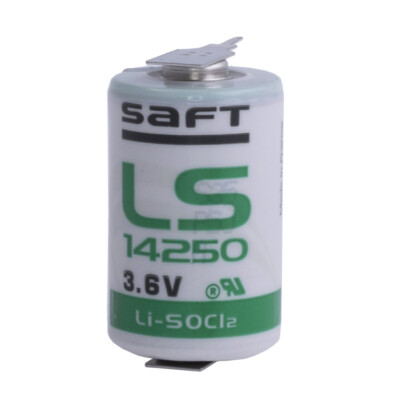 SAFT Lithium Batterie ½ AA LS14250 2PF  3,6V 1,2 Ah Li-SOCl2 U-Print-Lötpins PCB