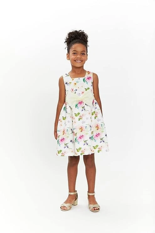 Bonnie Jean Baby Toddler Big Girls Easter Holiday Floral Yellow Bow Dress Set - Image 4 of 4