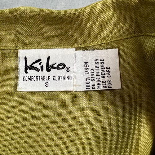 Vintage Kiko Womens Linen Top Size S Green Lagenlook Relaxed Comfort Casual - Picture 7 of 9