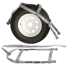 Demco 2" x 5' Silver Wheel Tie-Down with Loops for 15"-20" Rims - Pack of 2