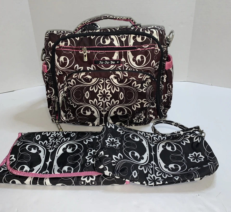 Ju-Ju-Be большой спортивная сумка для подгузников коричневый/белый/розовый ремень через плечо пеленальный коврик - Изображение 2 из 4