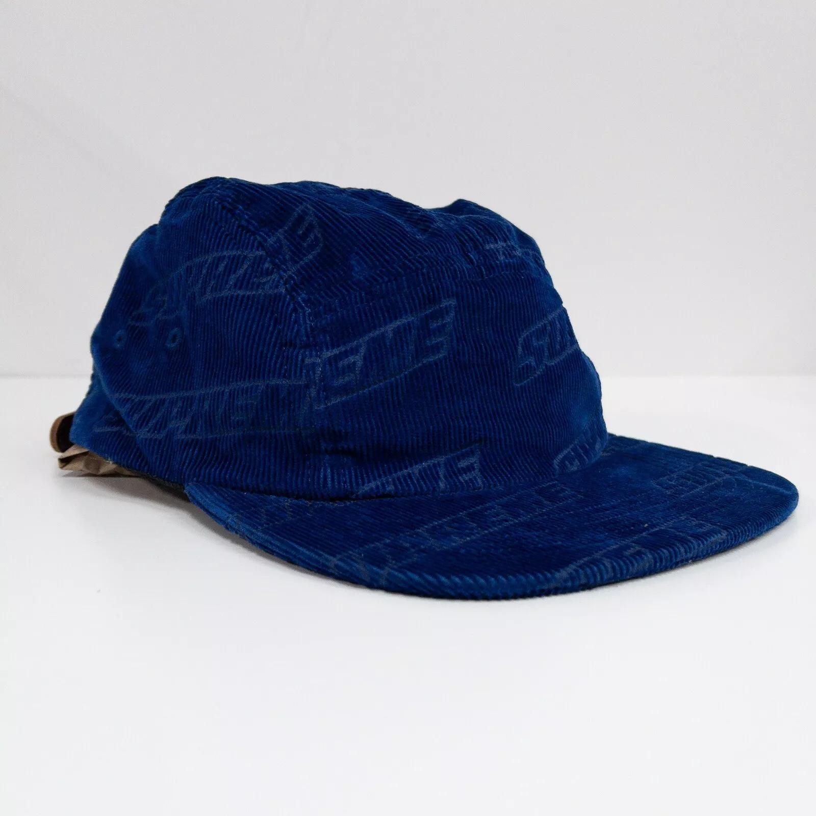 Casquette de camp en velours côtelé avec logo suprême bleu royal Street Wear chapeau