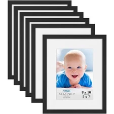 8x10 Picture Frames w/Removable Mat for 5x7 Photos ( 6 Pack)Sleek Style Frames