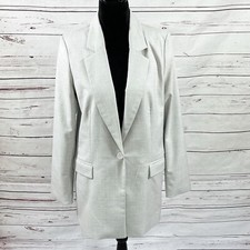 Rachel Zoe Jacket Women  s Large Gray Blazer Plaid One Button Long Sleeves NWT
