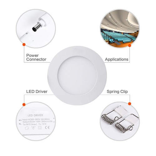 6W Led Recessed Ceiling Down Light Fixtures Lamp Panel Warm White 3500K Indoor
