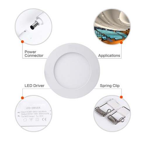 6W Accesorios de Luz de Techo Empotrada LED Panel de Lámpara Blanco Cálido 3500K Interior - Imagen 1 de 6