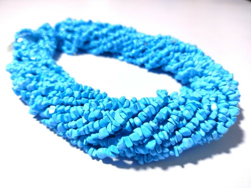 Collana Turchese Chip Stabilizzato 4-5mm Pietra Preziosa Liscia Perline 34" Pollici 1 - Foto 8 di 10