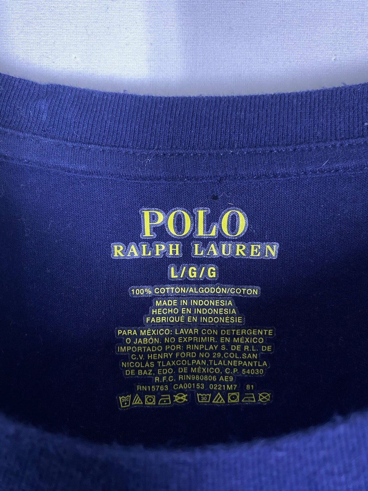 Polo Ralph Lauren camicia uomo grande blu navy manica lunga pony pullover girocollo USA