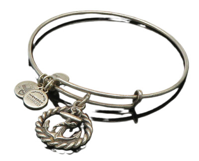 ALEX ANI 925 Silver Vintage Ship Anchor Charmed Bangle