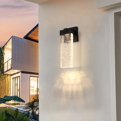 2 Pack Modern LED Outdoor Wall Light Dusk to Dawn Exterior Porch Mount Fixtures