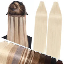 CLEARANCE Tape In 100 Human Hair Extensions Remy Skin Weft Full Head 40Pcs THICK