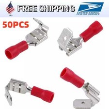 50PCS Red Vinyl Insulated Piggy Back Wire Crimp Connectors Spade Terminals