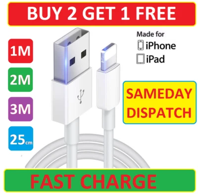 GADGET BUG LTD USB iPhone Charger Fast For Apple 6 7 8 X XS XR 11 12 13 14 Pro Cable USB Lead
