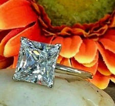 6.40Ct Princess Cut Solitaire CZ Engagement Ring Solid 925 Sterling Silver