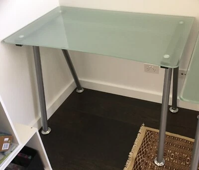 Computer Study Or Office Desk Silver Legs Glass Top 1000 Desks Computer Study Or Office Desk Silver Legs Glass Top 1000