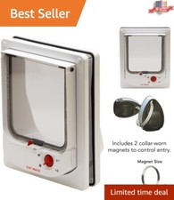 Secure Weather-Proof Cat Door - Electromagnetic Flap with 4 Locking Options