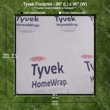 8' x 8' Tyvek Footprint, ground cloth, tarp w/ reinforced grommet corners