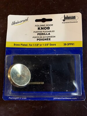 FOLDING DOOR KNOB brass plated for 1-1/8'' or 1-3/8'' doors NEW 38-3PPK1 Johnson