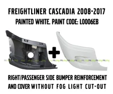 Freightliner Cascadia Bumper Right Side Reinforcement & Cover Painted White 