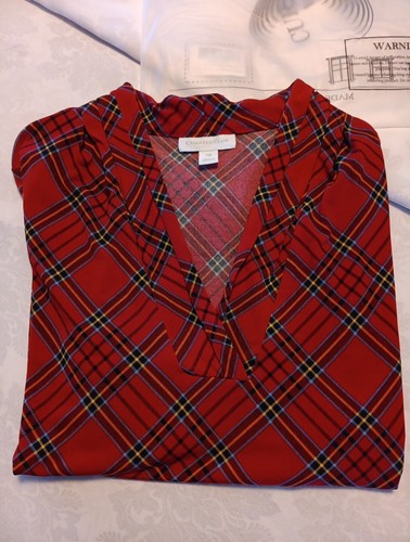 Charter Club Red Design Short Sleeve Petite Medium Beautiful Blouse Casual/Holid - Picture 13 of 15
