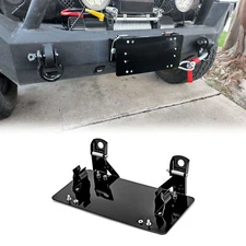 10" Steel Winch Roller Fairlead License Plate Holder Frame Bracket For JEEP