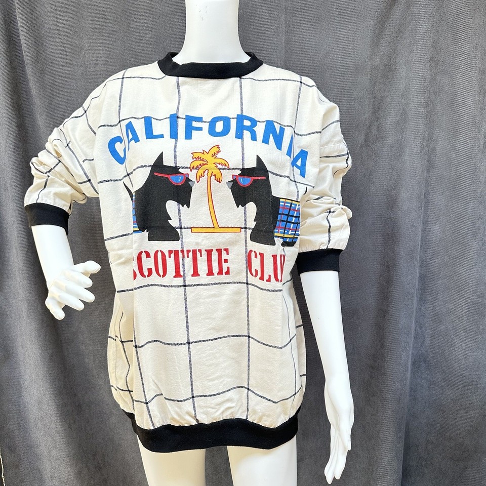 Vtg 90s Scottie Dog Oversize Sweatshirt AOP Lightweight 90s Sz Medium