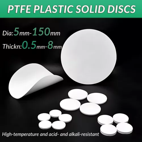 0.5-8MM Thick White PTFE Solid  Round Flat Plastic Discs High Temp Low Friction