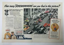 1939 SHELL OIL GASOLINE Gas How Many Screwdrivers Can You Find Vintage Print Ad