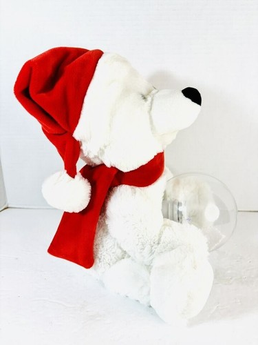 Sound Light Animated White Christmas Bear Jingle Bell Rock Snow Globe Message Pa - Picture 2 of 8