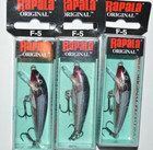 3 lures rapala f-5 f05 V original floating lure 2" 1/16oz vampire