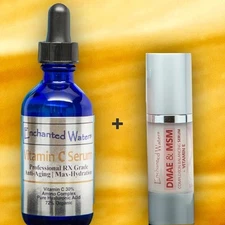 Vitamin C 2oz Plus DMAE MSM + Vitamin E 1oz Anti Aging Wrinkle Serum Cream Combo