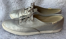 KED'S  CHAMPION IRIDESCENT SILVER SATIN LACE-UP SNEAKERS  WF58391  Size 8
