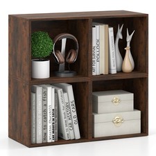 4PCS Wooden Cube Storage Organizer Stackable Open Book Shelf for Small Space