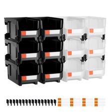Plastic Stackable Storage Bins, 14.8 x 8.5 x ...