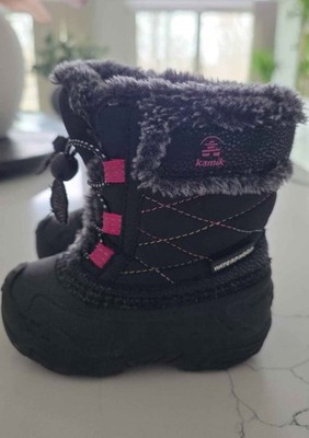 Kamik Toddler Size 6 Black W/Pink Winter Boots Waterproof 