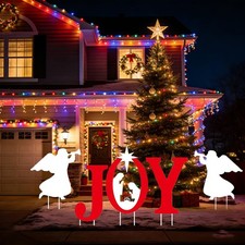 5Pc Christmas Joy Yard Signs Large Nativity Sign with Large, White
