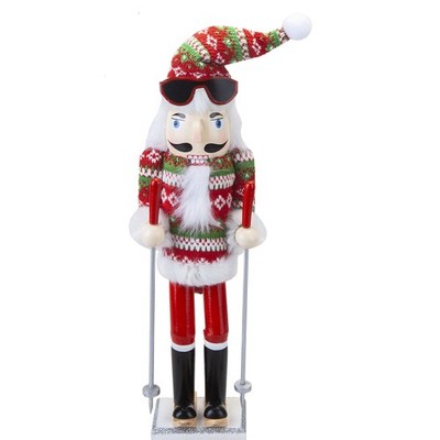 Nussknacker Skifahrer Holz Weihnachtsdeko X 1 41. 4x12. 1x10. 6cm