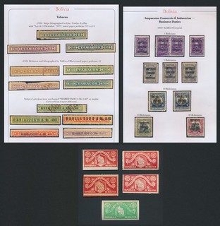 BOLIVIA STAMPS 1919 1934 TOBACCO BUSINESS DUTIES O/Ps TO RARE 40b TELEGRAPHS