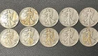 US Coins 10 Silver Liberty Walking Half Dollars 1942-43. Circulated.