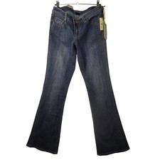 Y2K Seven 7 Bootcut Flare Womens Jeans 28 32x33 Dark Low Rise Western Festival