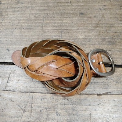 American Eagle Outfitters Genuine Leather Brown Belt Size Small Braided Western