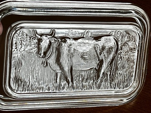 Arcoroc French Butter Dish Embossed Cow Vintage - Picture 2 of 23