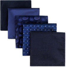 SHLAX WING Assorted 5 Pieces Mens Silk Pocket Squares Handkerchiefs Set Lot