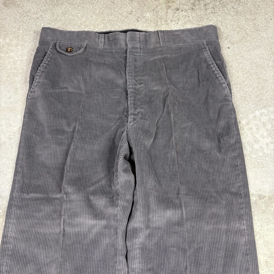 Pantalones de Pana Haggar De Colección Para Hombre Talla 36x31 Gris Acampanado Groovy Disco Hippie Foto 2 de 4