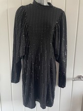 H&M Large Size Stretch Black Sequin Evening Party Dress