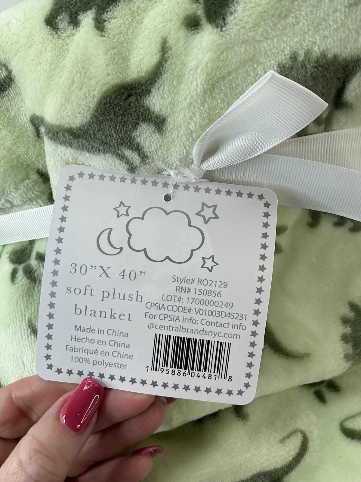 Baby Elements Dinosaur Baby Blanket Security Lovey Plush Boys Dino Green NEW