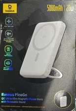 Baseus PicoGo 5000mAh Qi2 Slim Magnetic Bracket Wireless Power Bank - White