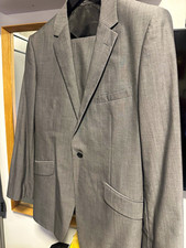 Reiss Grey Suit Jacket 42R One-Button Notch Lapel 42in Chest 36in Waist